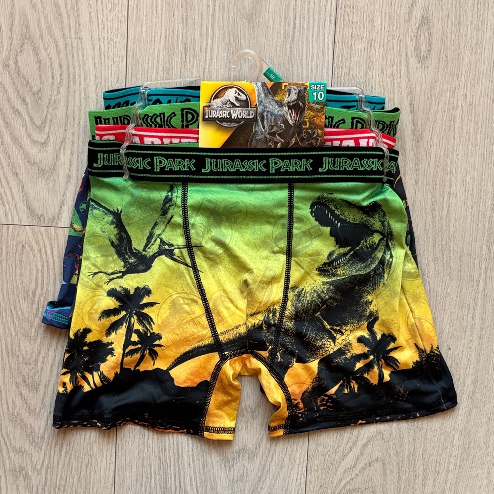 Jurassic Park Kids Boxer Briefs - Green, Yellow, Black